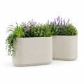 Lot de 2 jardinières rectangulaires en polypropylène beige clair, 60 × 25 × 45 cm et 50 × 25 × 40 cm