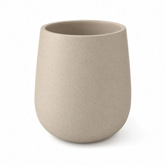 Pot de fleurs rond en composite de ciment et fibre de verre beige, 40 × 40 × 45 cm