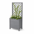 Jardinière surélevée rectangulaire avec treillis en bois de sapin massif gris, 64,5 x 28 x 142 cm