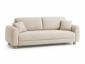 Canapé droit 3 places en tissu bouclé polyester beige avec 2 coussins, 210 x 90 x 85 cm