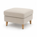 Repose-pieds rectangulaire rembourré en polyester et bois massif beige, 60 × 50 × 45 cm