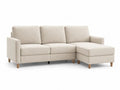 Canapé d’angle 3 places en tissu beige avec méridienne droite, 204 × 134 × 85 cm