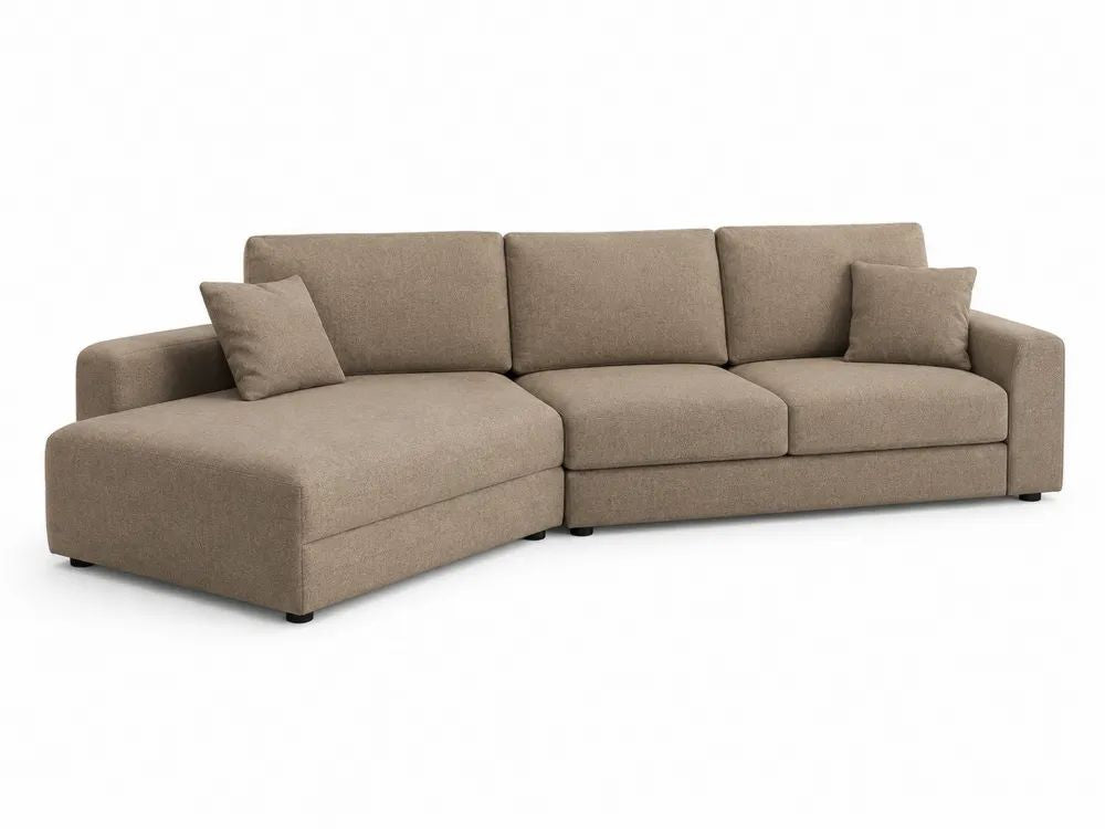 Canapé d’angle gauche 4 places en tissu taupe, 286 × 165 × 87 cm