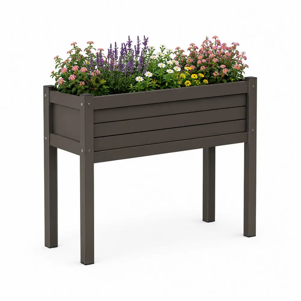 Jardinière surélevée rectangulaire en acier anthracite 100 × 40 × 80 cm