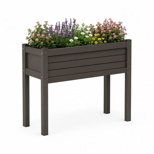 Jardinière surélevée rectangulaire en acier anthracite 100 × 40 × 80 cm